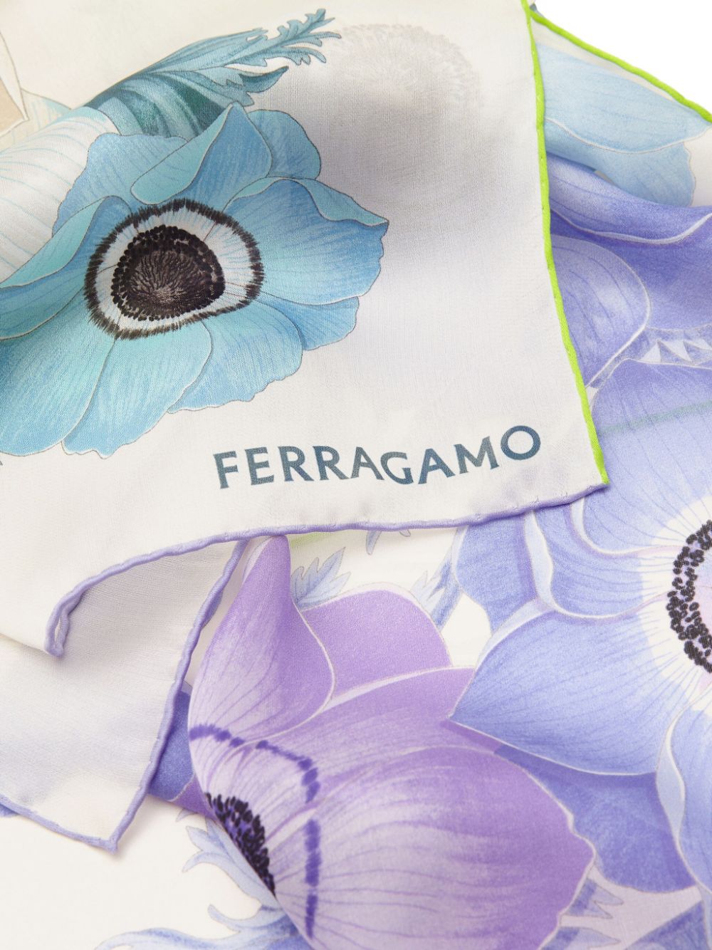 Shop Ferragamo Floral-print Silk Scarf In White