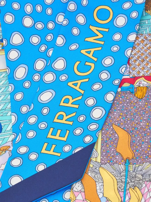 Ferragamo logo-print Silk Scarf | Blue | FARFETCH