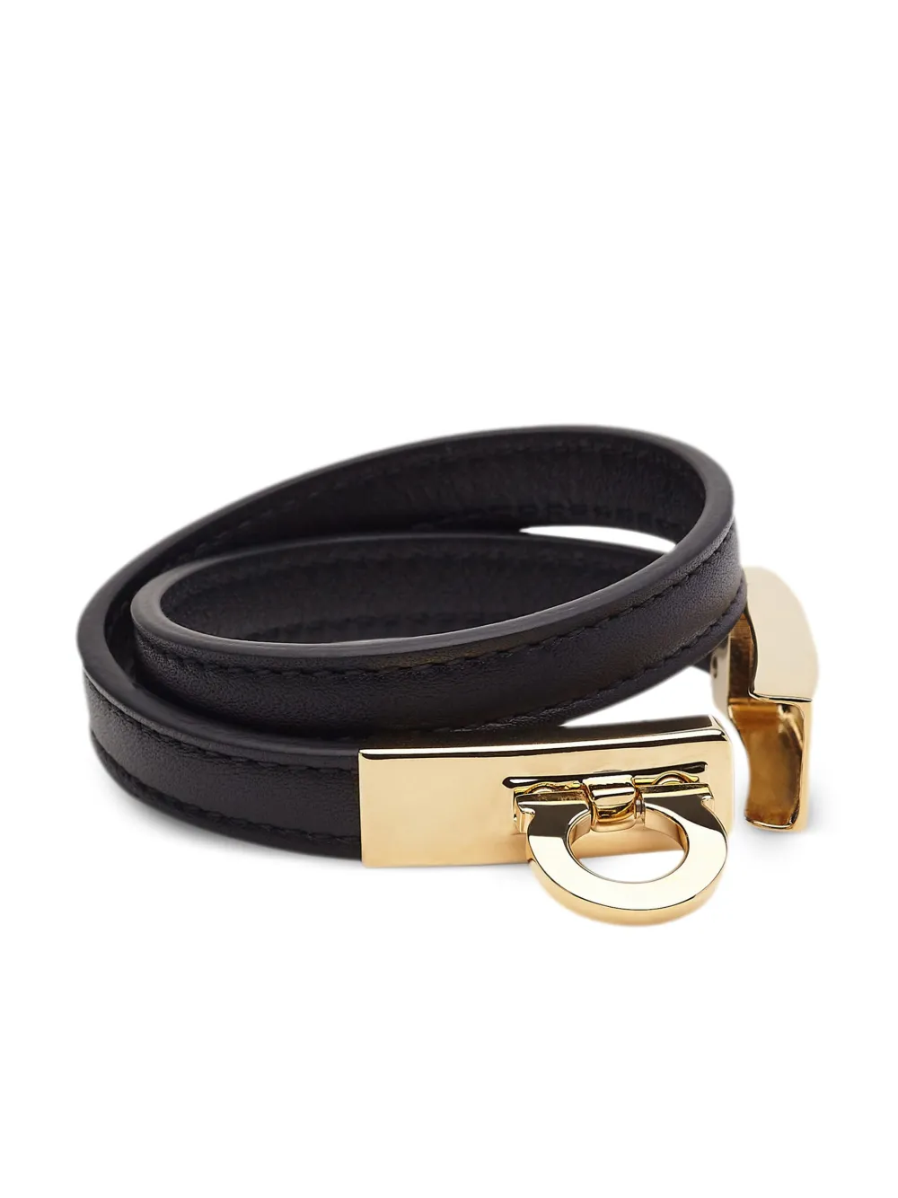 Shop Ferragamo Gancini Double Twist Bracelet In Black