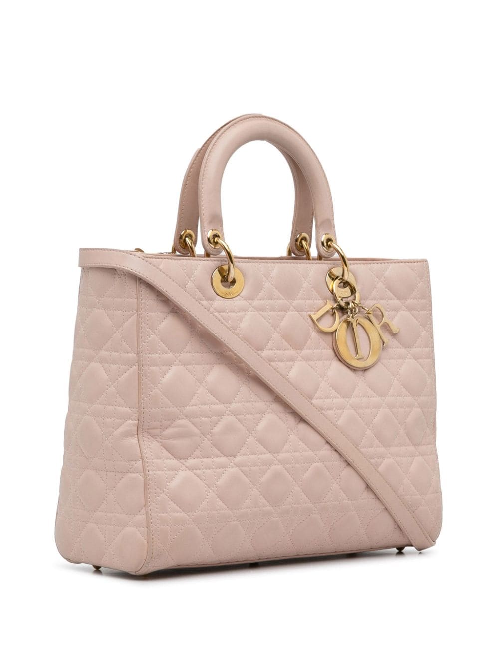 Pre-owned Dior 2013   Large Lambskin Cannage Lady Satchel In Pink