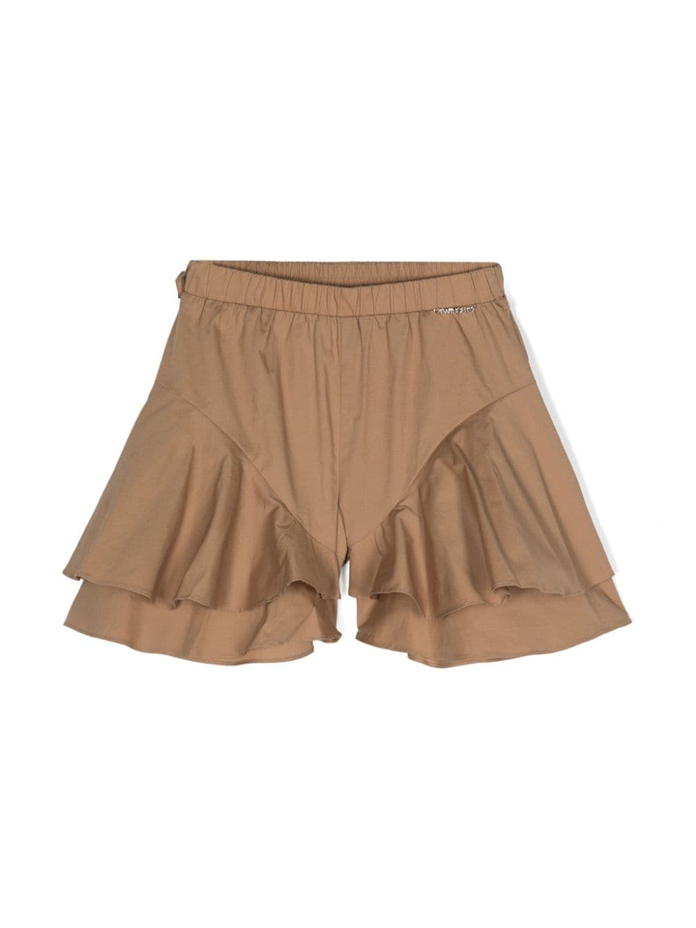 TWINSET Kids logo-lettering ruffled shorts - Brown