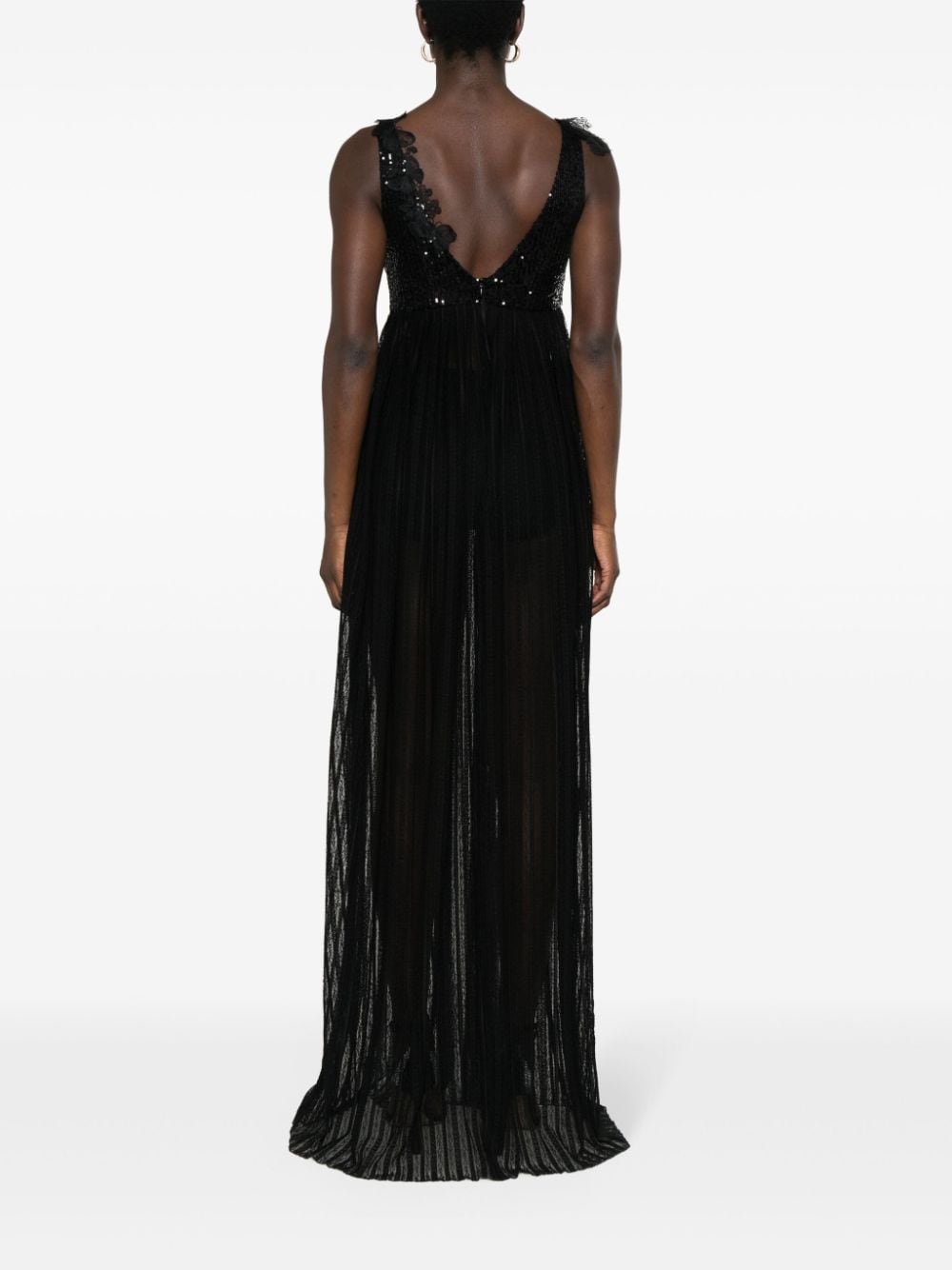 Shop Ermanno Scervino Sequin-embellished Maxi Dress In Black