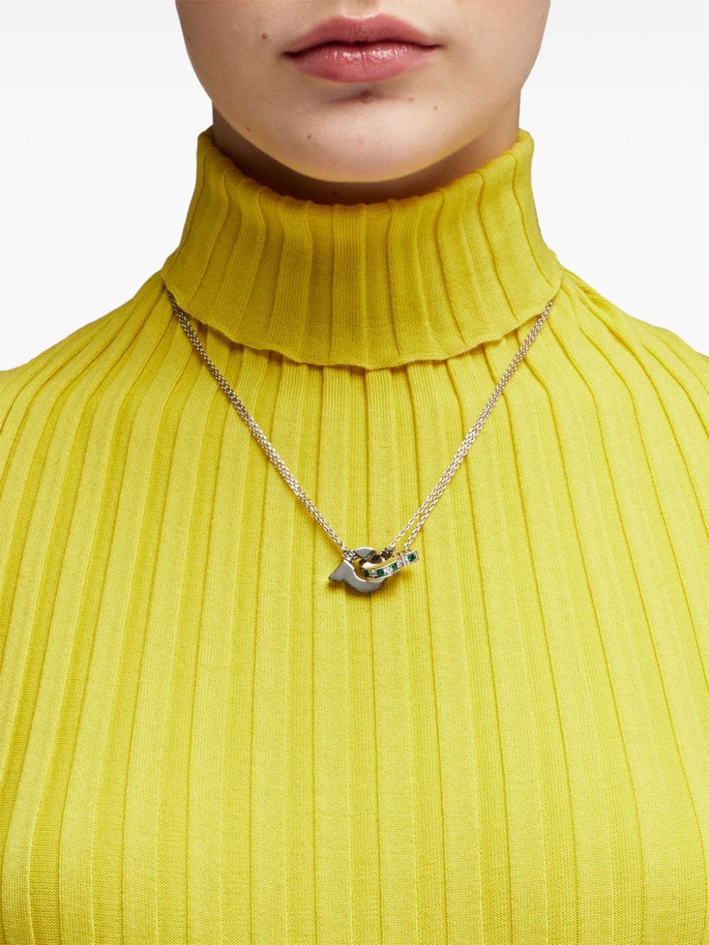 Shop Ferragamo Double Gancini Pendant Layered Necklace In 绿色