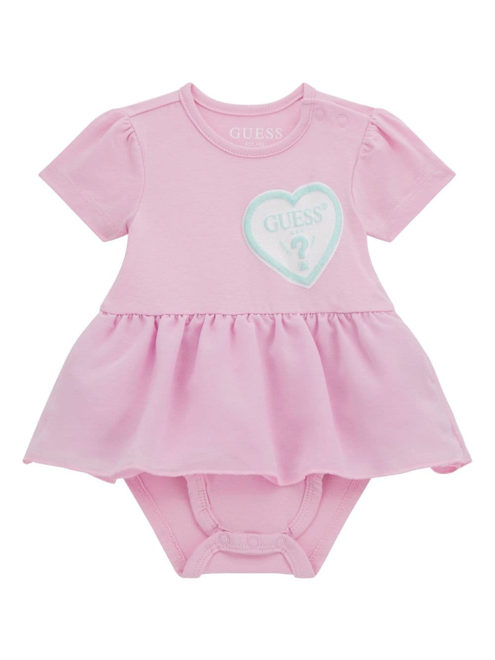 Guess Babies' Embroidered-logo Cotton-blend Body In 粉色