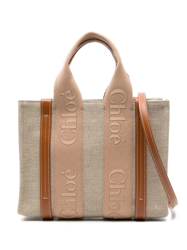 僅少★関税込み【Chloe】Small Woody ToteBag Chloé Small Woody Tote Bag In Linen in Wild grey | Chloé US