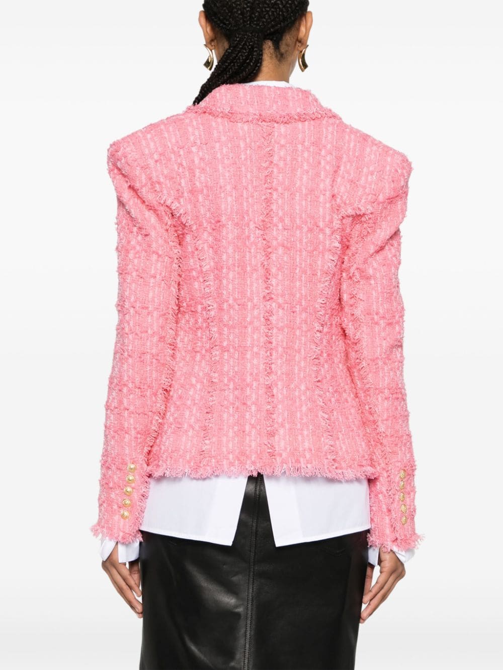 Shop Balmain Embossed-buttons Tweed Jacket In Pink