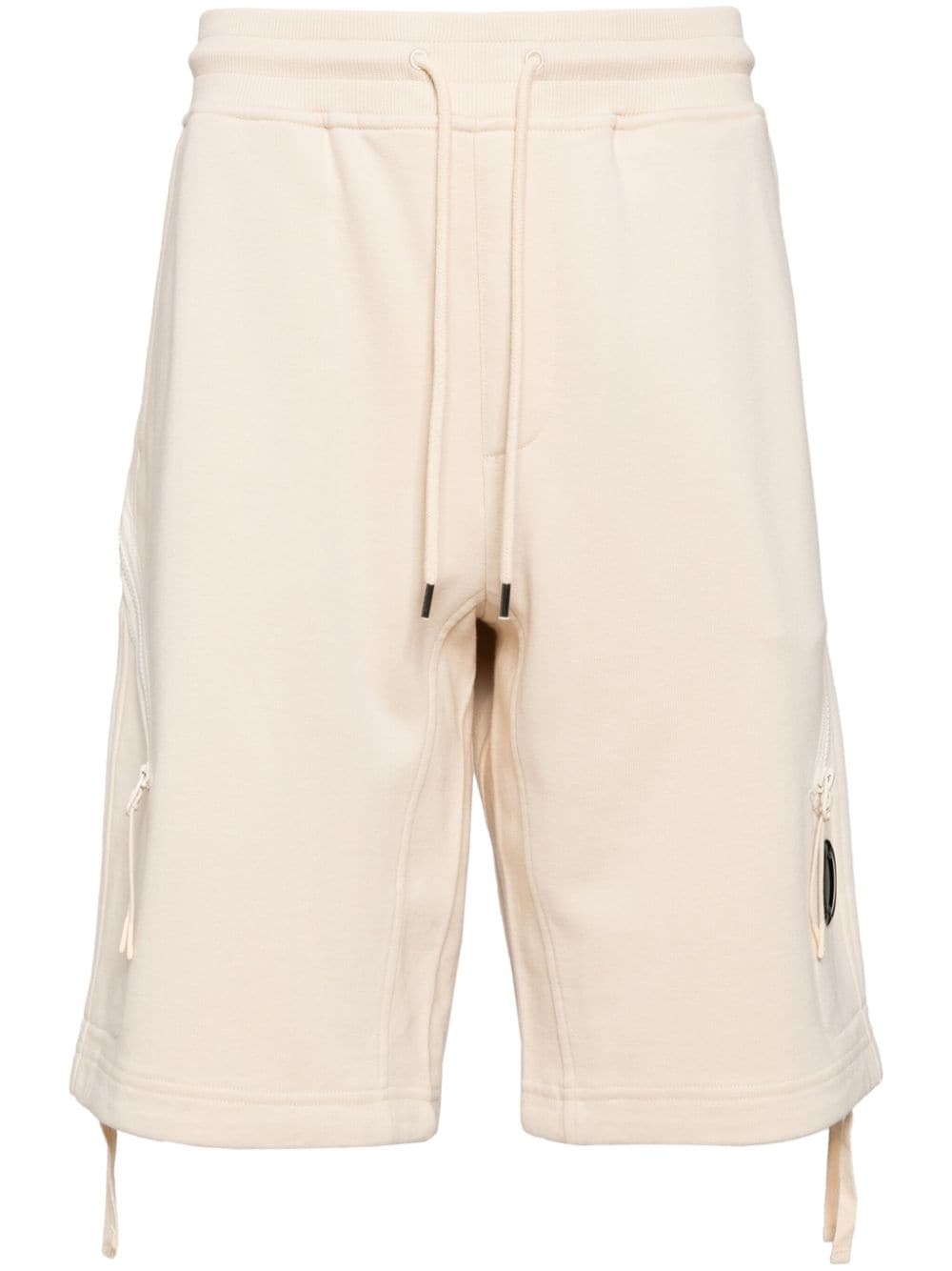 C.p. Company Lens-detail Drawstring Cotton Shorts In 中性色