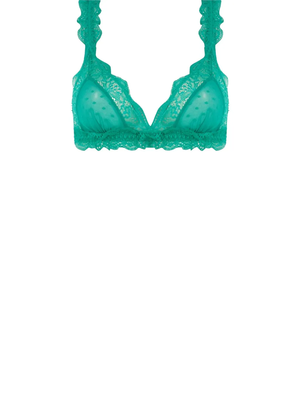 Love Stories lace ruffled bralette Groen