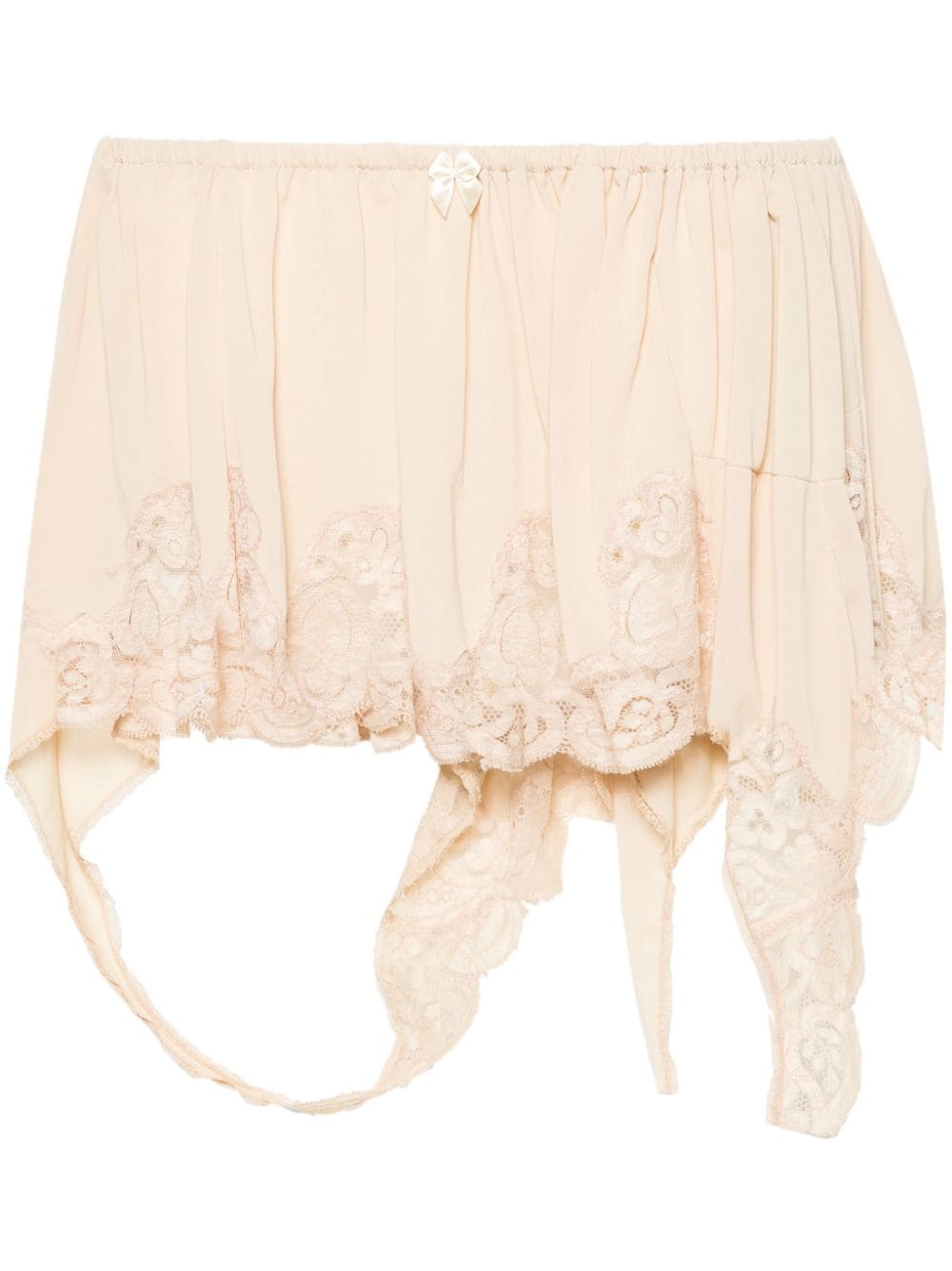 Shop All In Lace-trim Mini Skirt In Neutrals