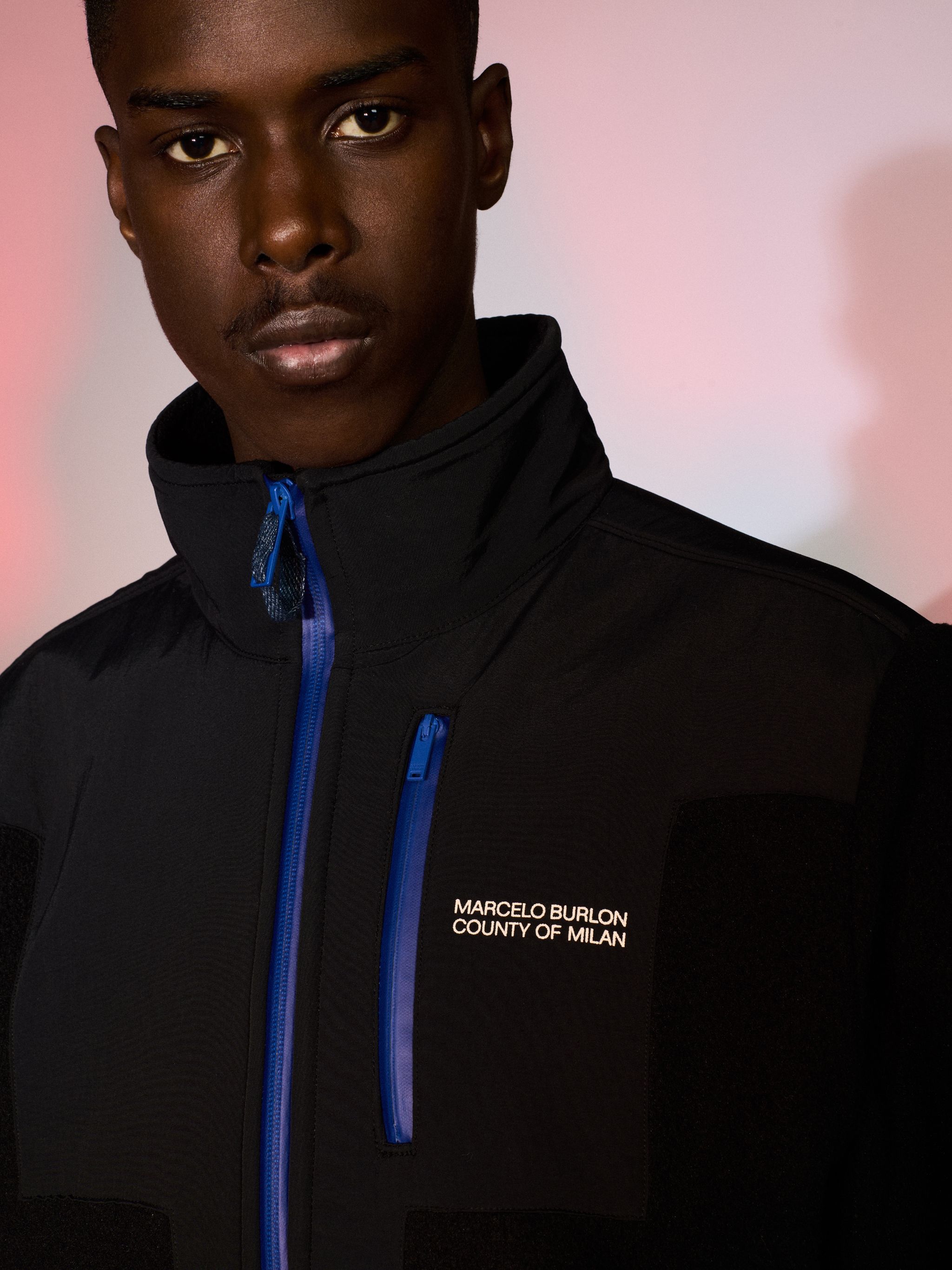 LOGO CROSS BLOCK PILE JACKET - MARCELO BURLON® Official Site