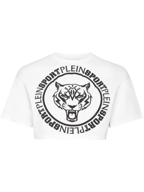 Plein Sport logo-print cropped T-shirt