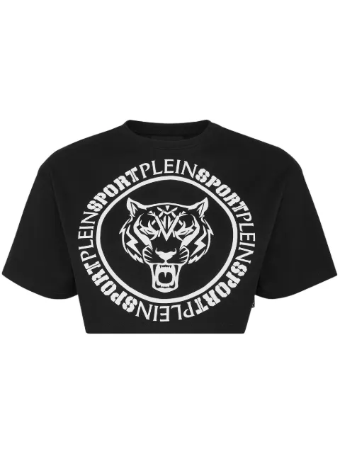 Plein Sport logo-print cropped T-shirt