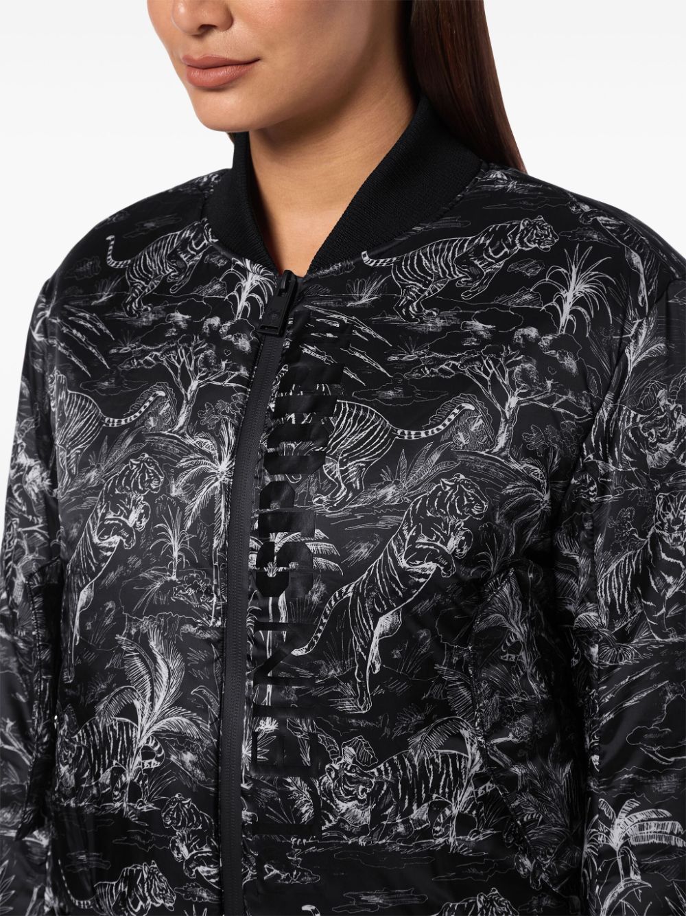 Shop Plein Sport Jungle-print Bomber Jacket In Black