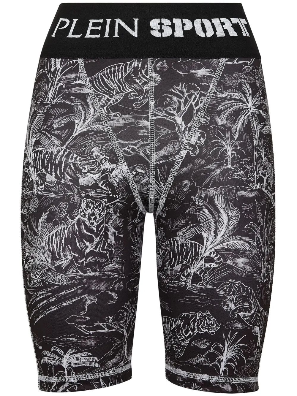 Plein Sport Shorts met jungleprint Zwart