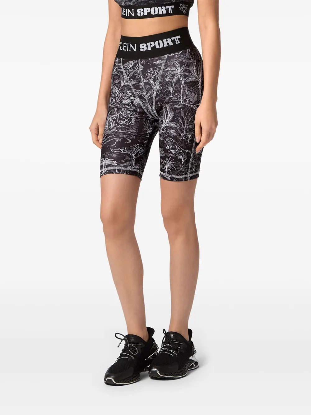 Plein Sport Shorts met jungleprint Zwart