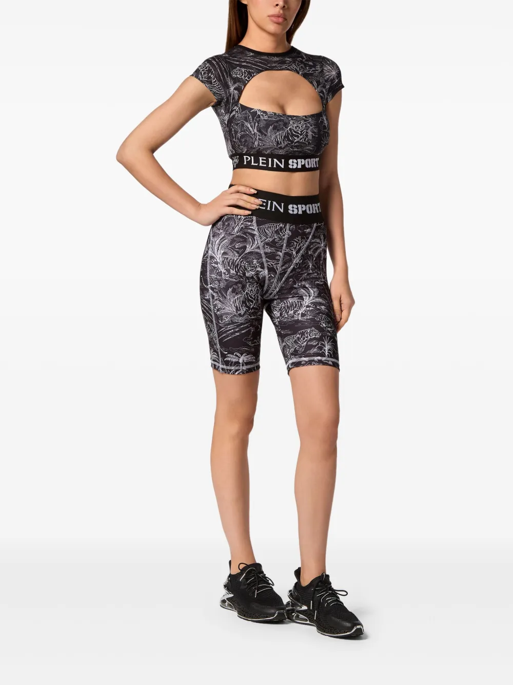 Plein Sport Shorts met jungleprint Zwart