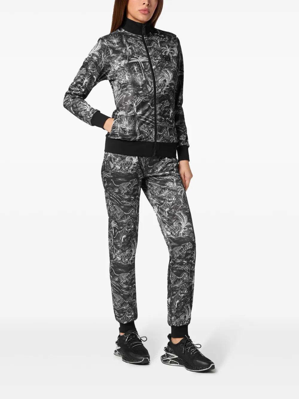 Plein Sport logo-plaque graphic-print tracksuit set - Zwart
