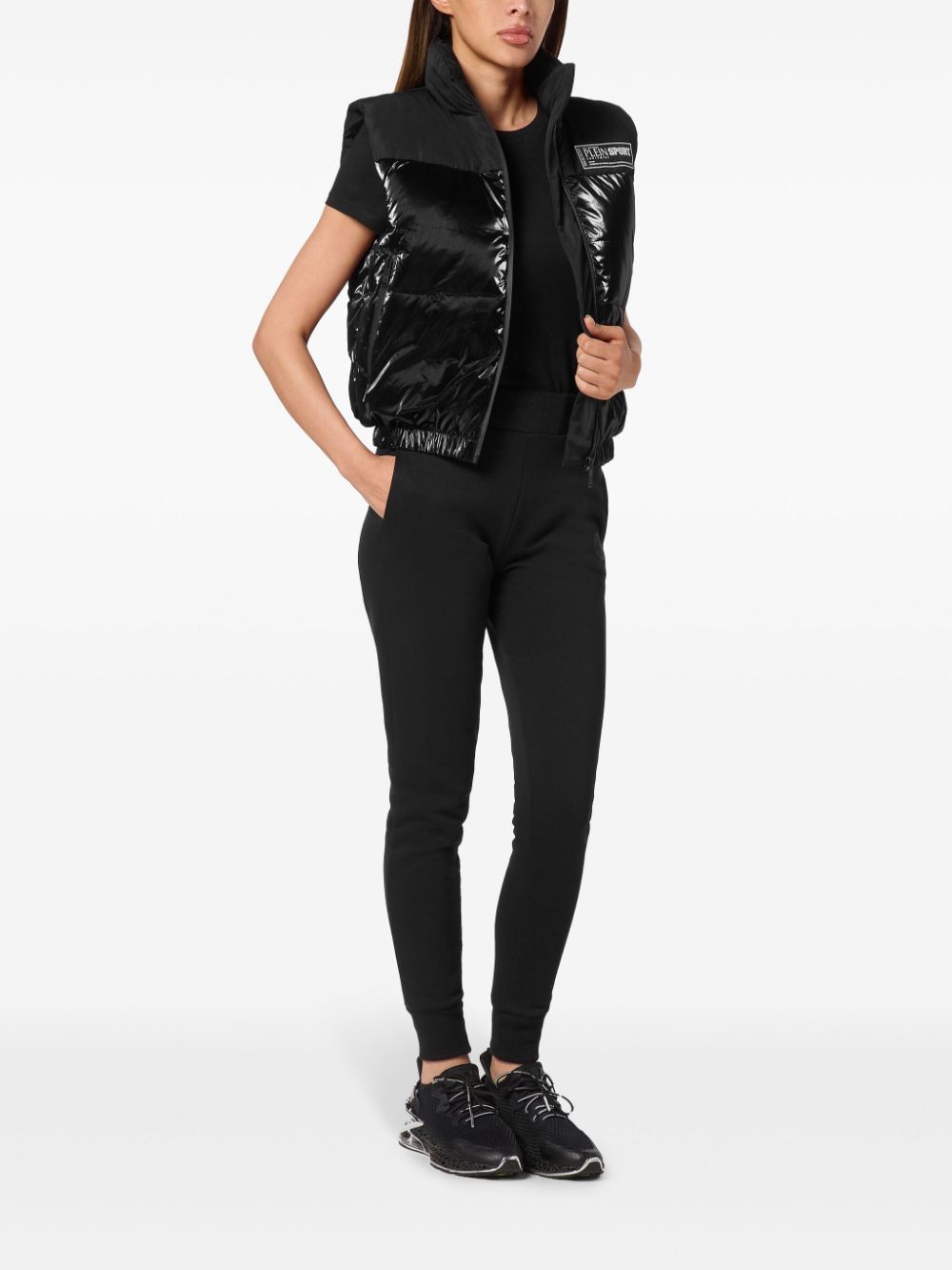 Shop Plein Sport Logo-print Quilted Gilet In Black