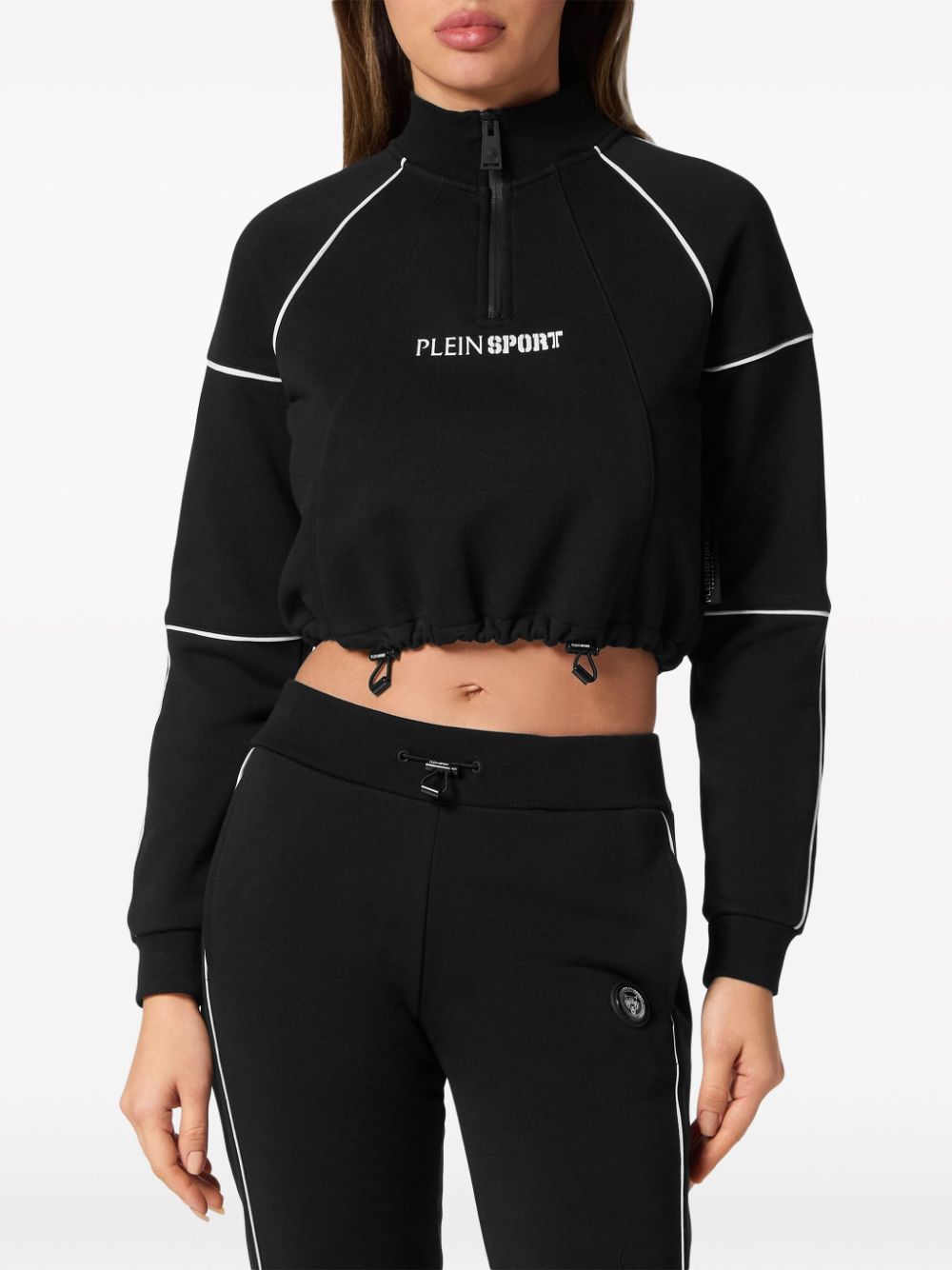 Plein Sport Cropped sweater met logoprint Zwart