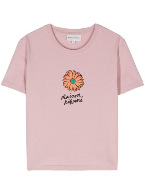 Maison Kitsune Floating Flower-print cotton T-shirt Women