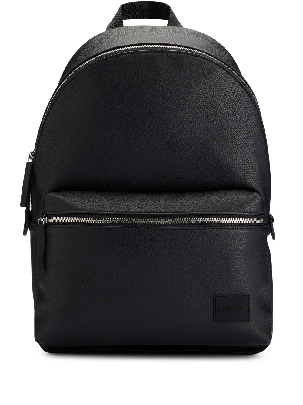 logo-patch grained-texture backpack