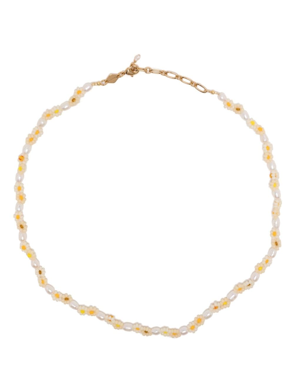 Anni Lu Flower-motif Beaded Necklace In White