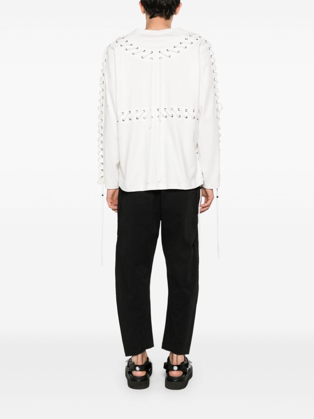 Shop Craig Green Lace-up Cotton Sweatshirt In White