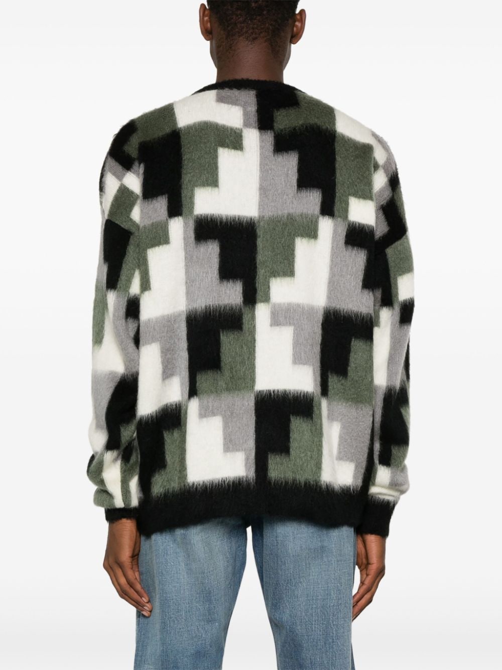 Shop Marcelo Burlon County Of Milan Aop Damier Sweater In Green