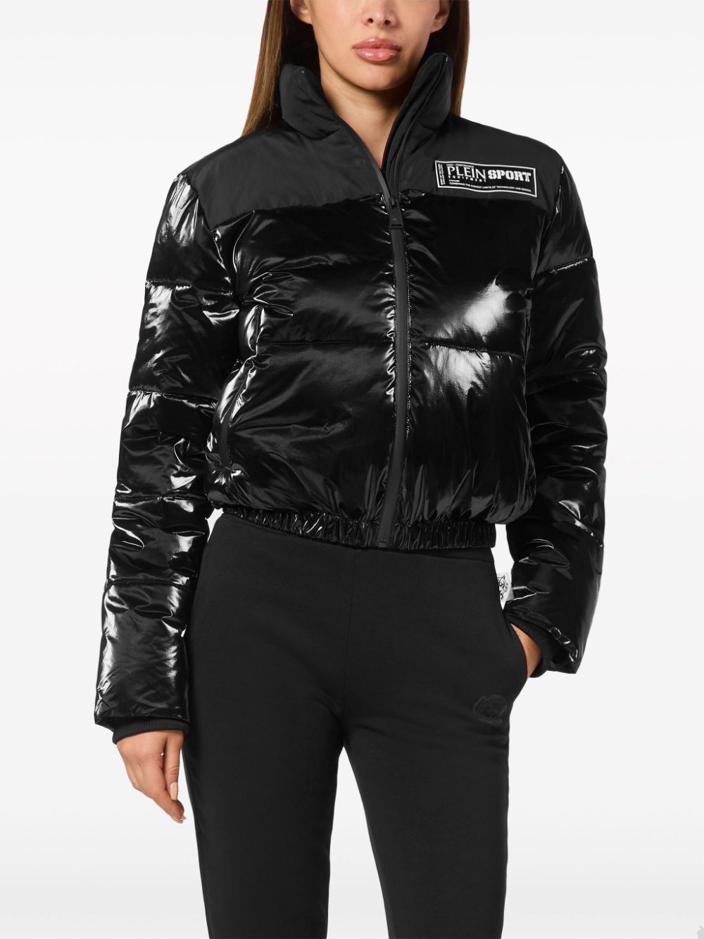 Shop Plein Sport Logo-print Pufer Jacket In Black