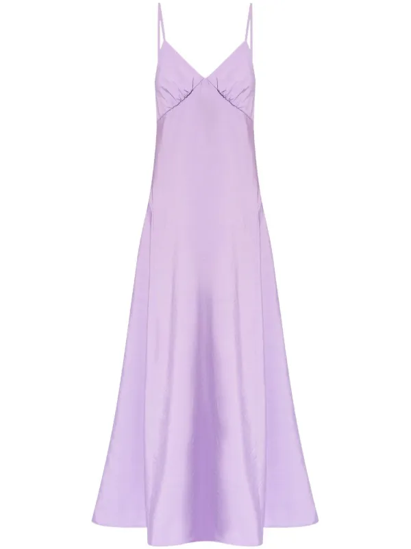 ワンピース ETMON Slip Pointed Pleats Dress, Purple Halter neck chiffon purple dress