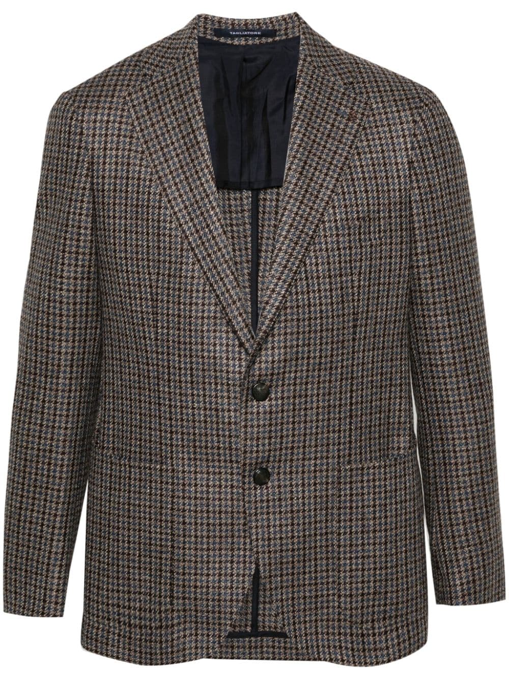 Tagliatore Single-breasted Houndstooth Blazer In Brown