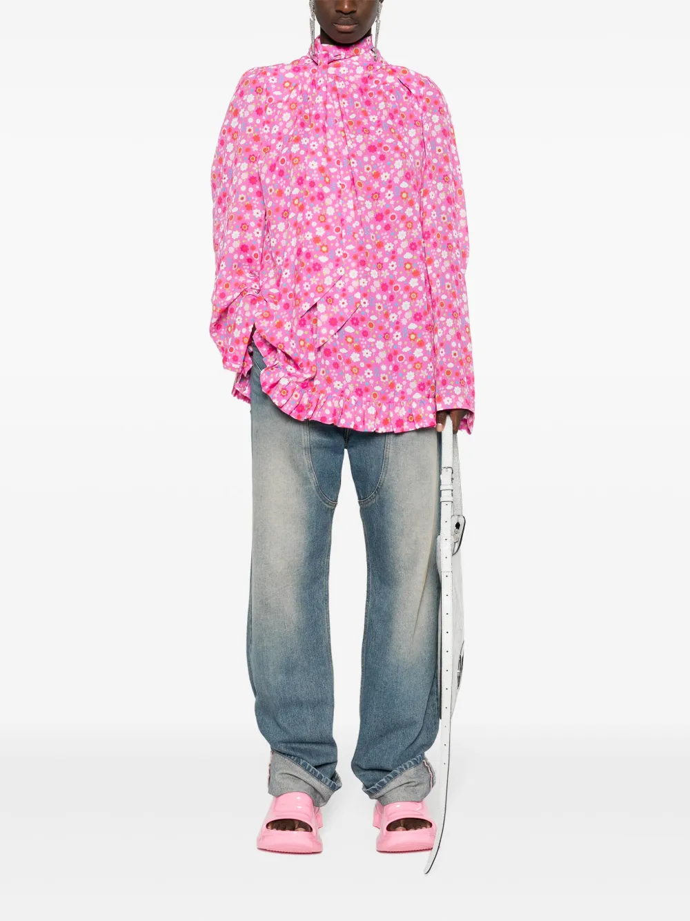 Balenciaga Blouse met bloemenprint - Roze
