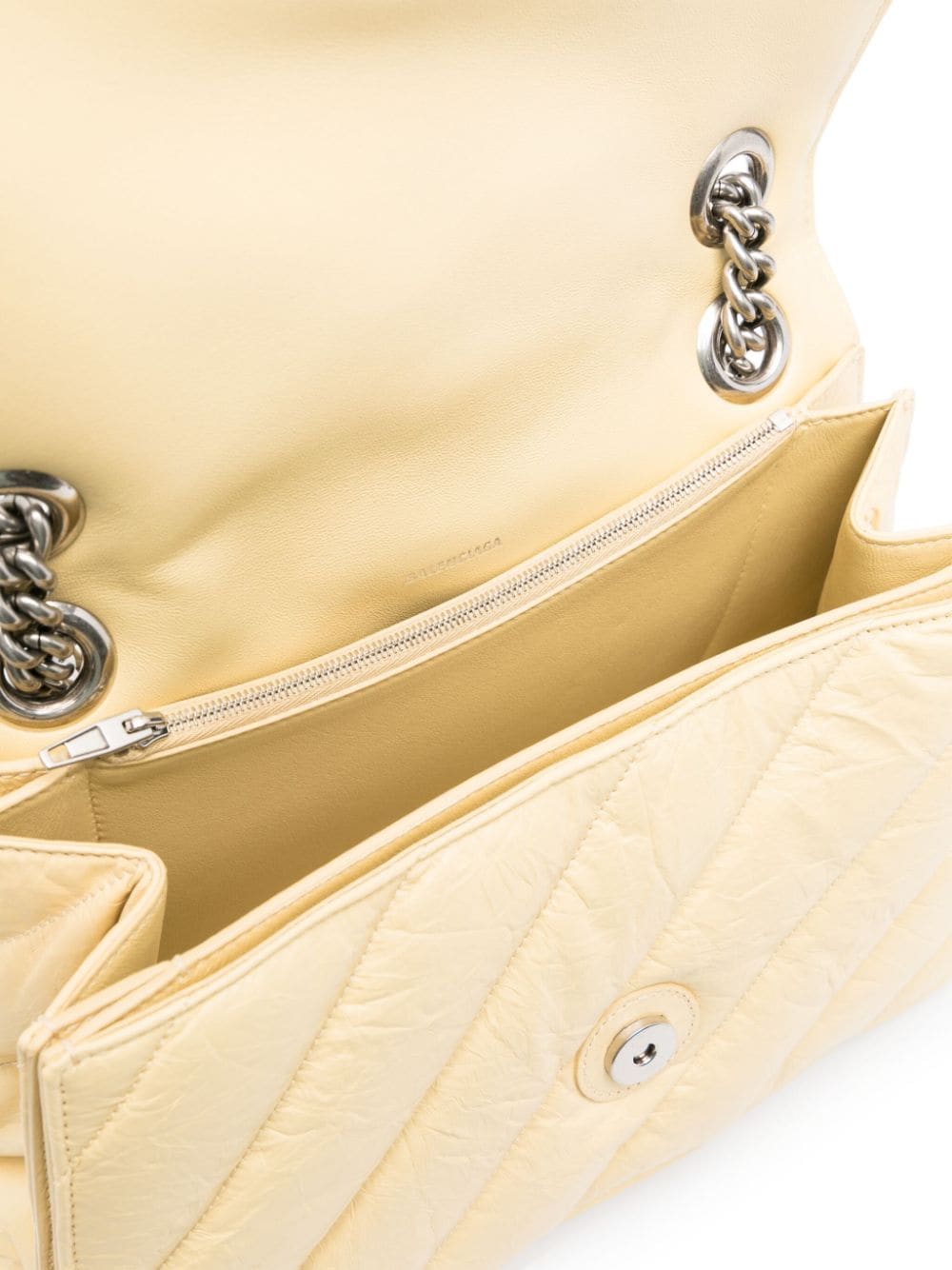 Shop Balenciaga Medium Crush Leather Shoulder Bag In Yellow