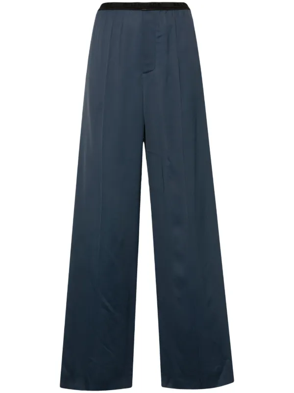 Balenciaga Logo-waistband Straight-leg Pants in Blue