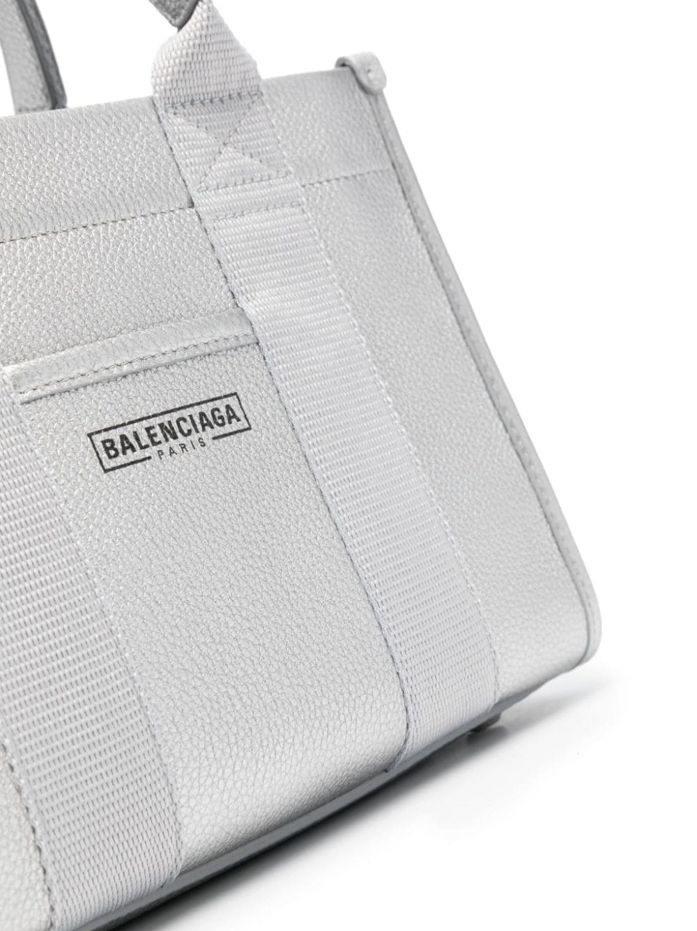 Shop Balenciaga Logo-print Leather Tote Bag In Silber