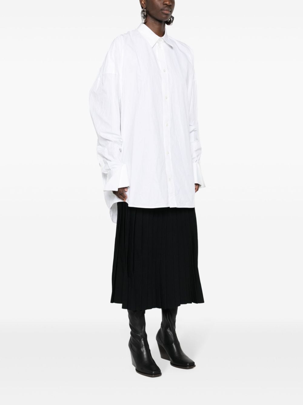 Shop Balenciaga Crinkled Cotton Shirt In White