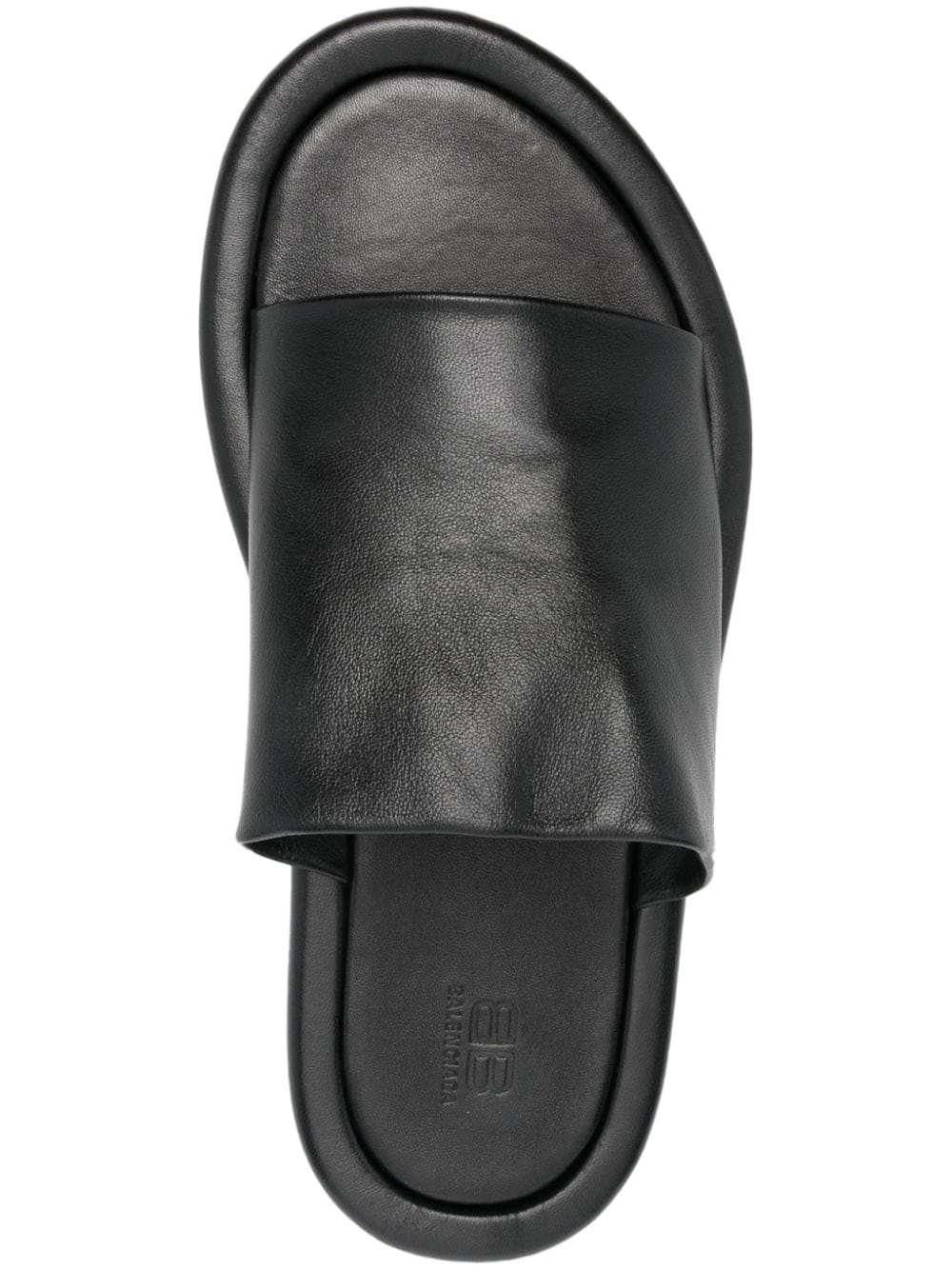 Shop Balenciaga Round-open Toe Leather Sandals In Black