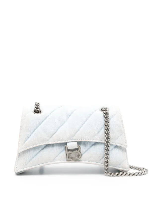 Balenciaga Crush Denim Shoulder Bag Blue FARFETCH CA