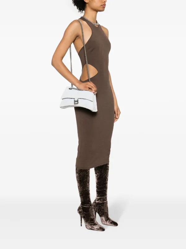 直営店☆BALENCIAGA☆SALE! Crush LARGE Chain デニムショルダー Balenciaga Crush デニムショルダーバッグ | ブルー | FARFETCH JP