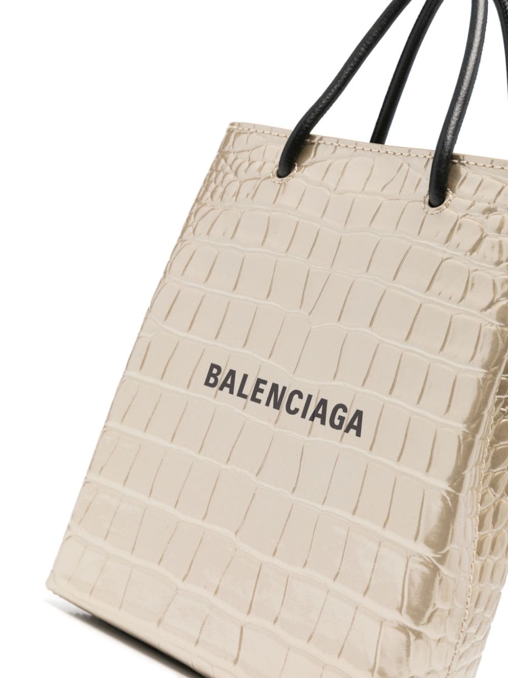 Balenciaga logo-print leather tote bag Goud