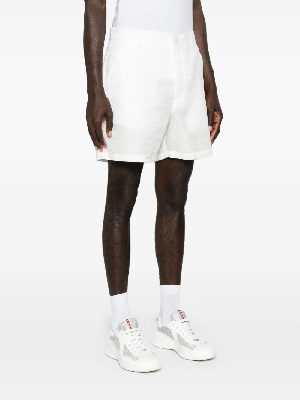Missoni Zigzag-jacquard Bermuda Shorts In White