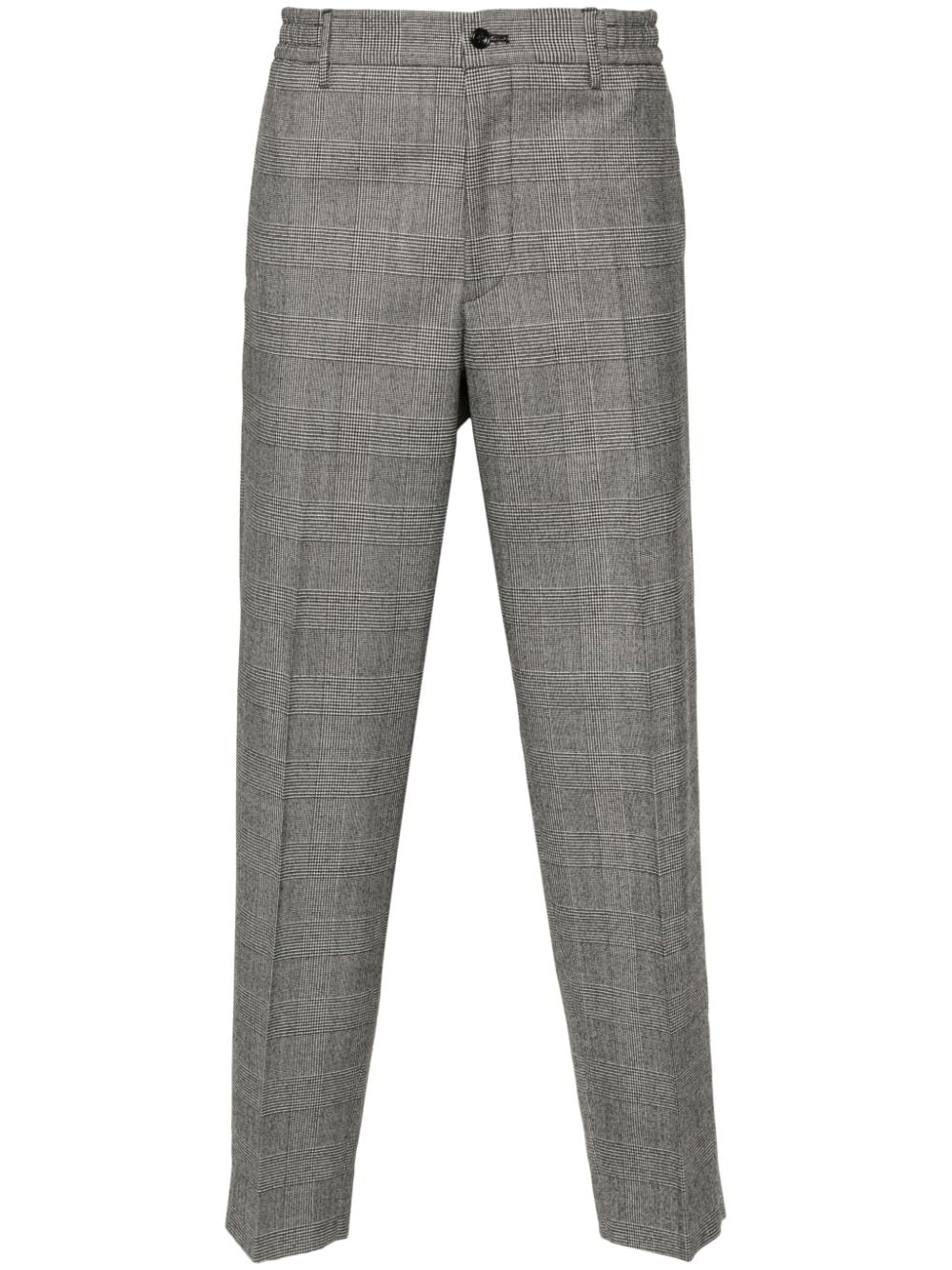 Shop Tagliatore Checked Tapered Trousers In Grau