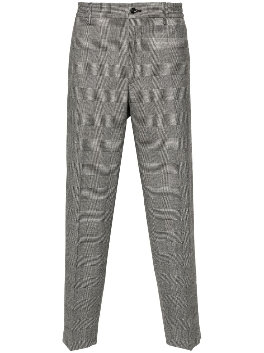 checked tapered trousers