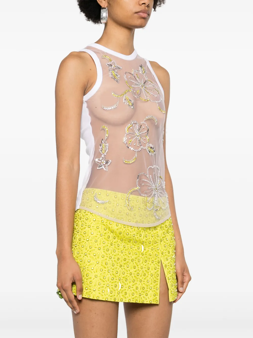 DES PHEMMES Hibiscus tanktop Wit