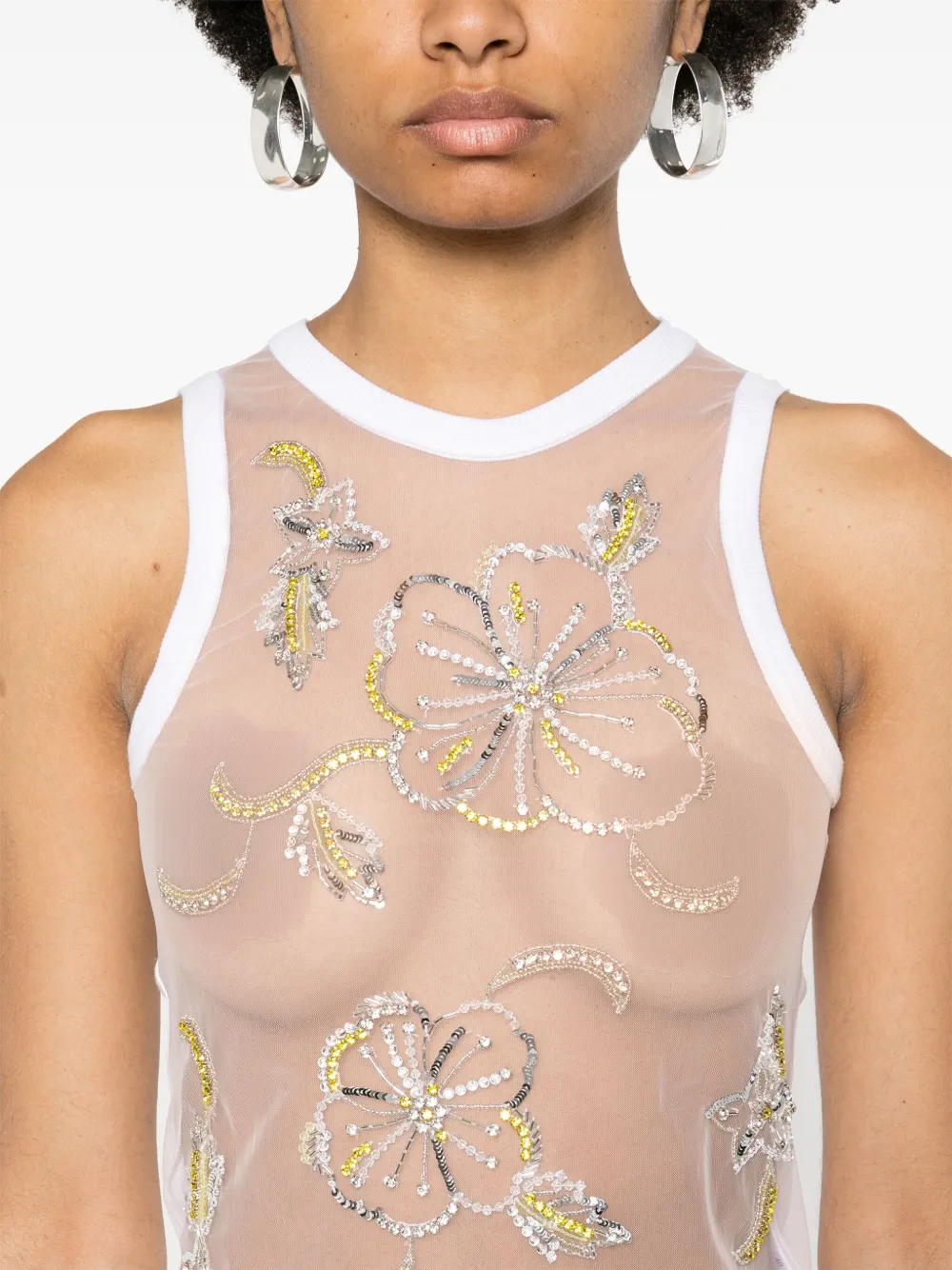 DES PHEMMES Hibiscus tanktop Wit