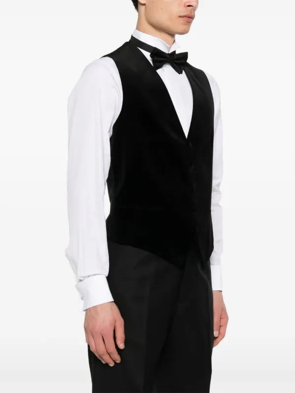 Tagliatore Velvet Buttoned Vest | Black | FARFETCH PL