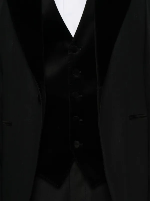 Tagliatore Velvet Buttoned Vest | Black | FARFETCH JO
