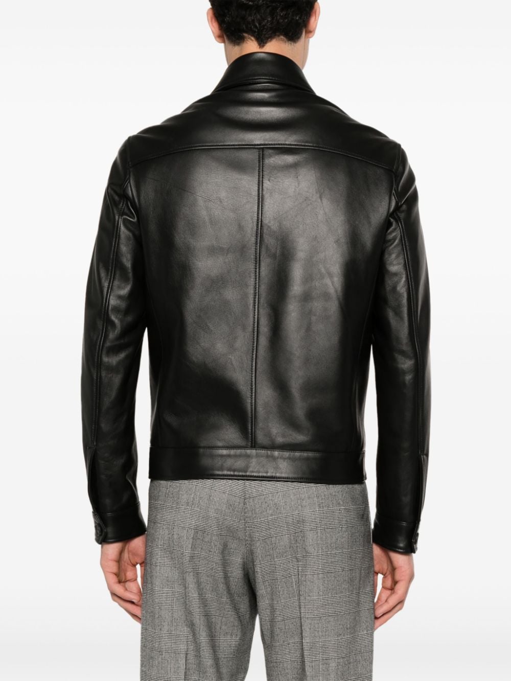 Shop Tagliatore Zip-up Leather Jacket In Black