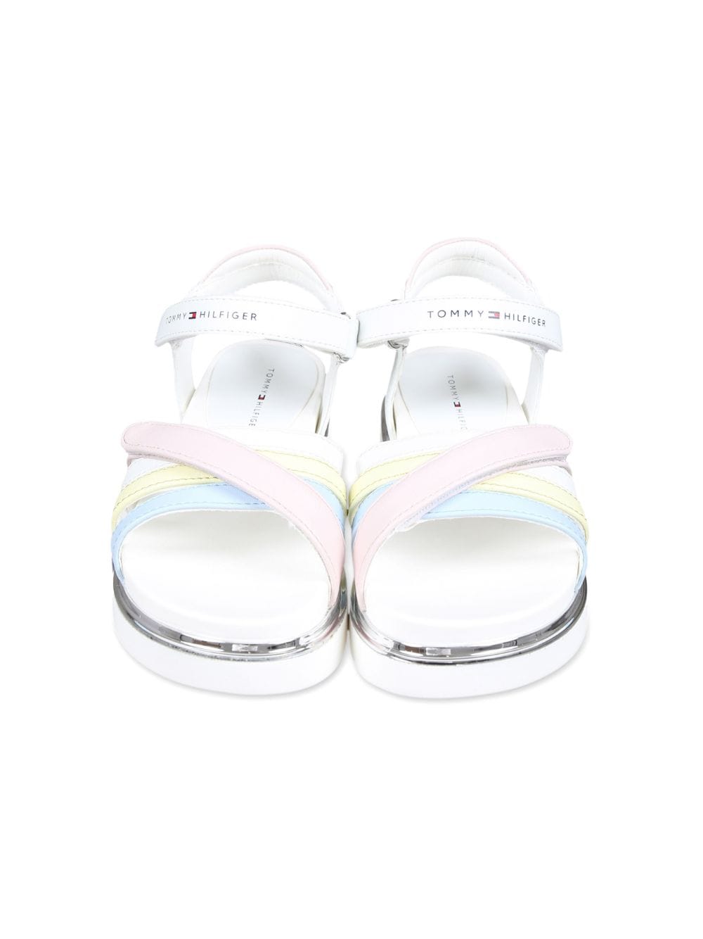 Shop Tommy Hilfiger Junior Cross Straps Open Toe Sandals In White