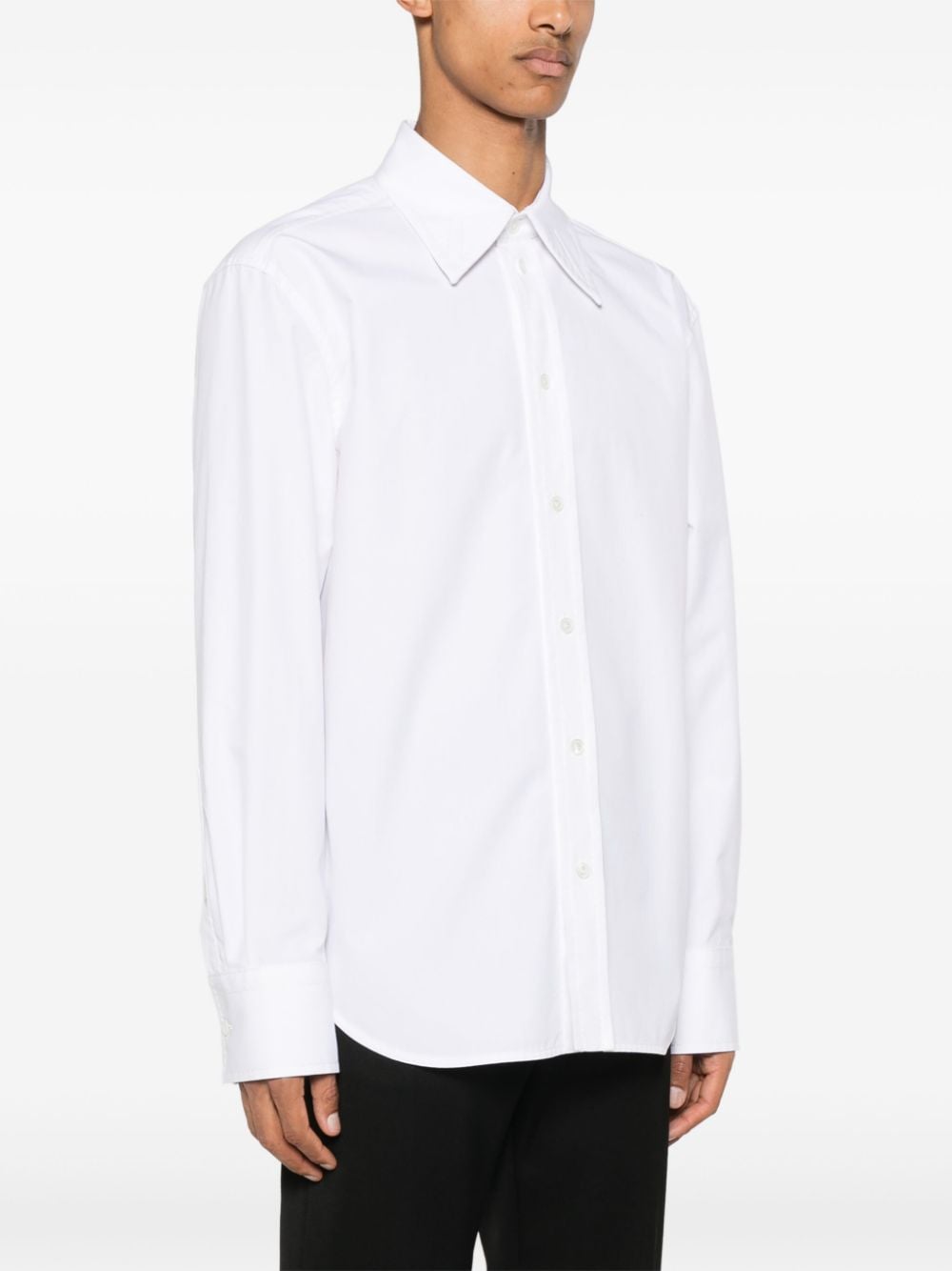 Shop Bottega Veneta Decorative-stitching Cotton Shirt In White